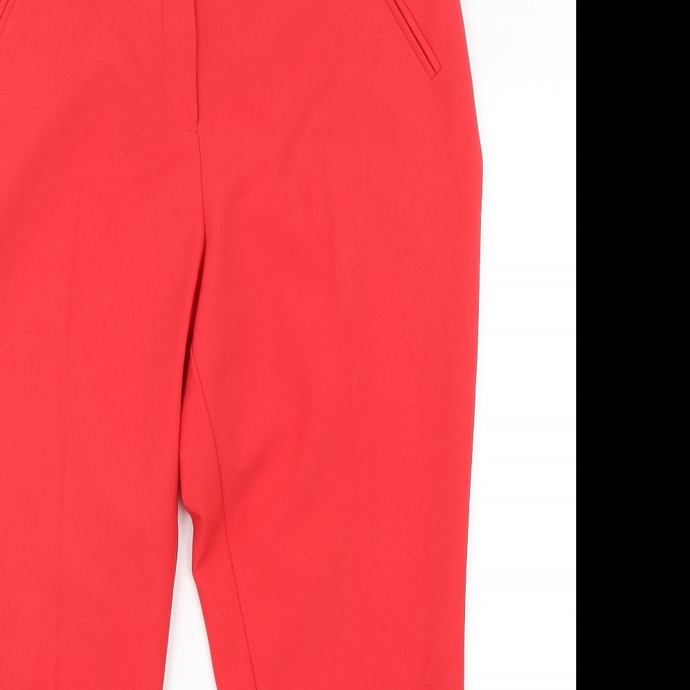 Dunnes  Womens Red  Polyester Cropped Trousers Size 14 L25 in Regular
