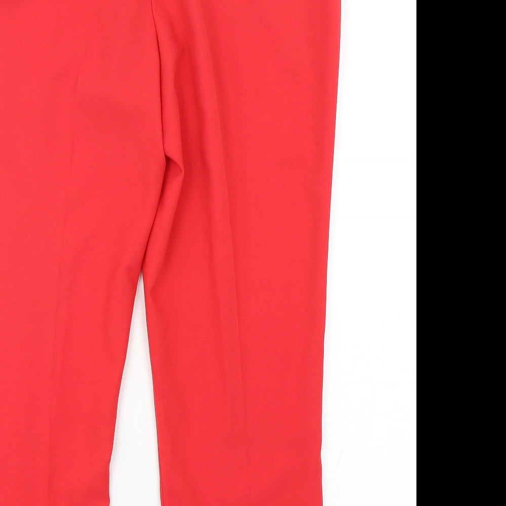 Dunnes  Womens Red  Polyester Cropped Trousers Size 14 L25 in Regular
