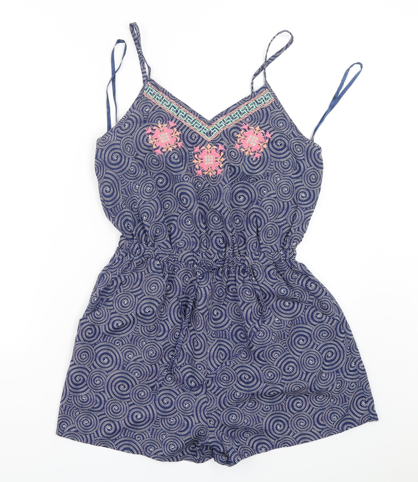 Atmosphere Womens Blue Geometric Polyester Playsuit One-Piece Size 10 L4 in Pullover