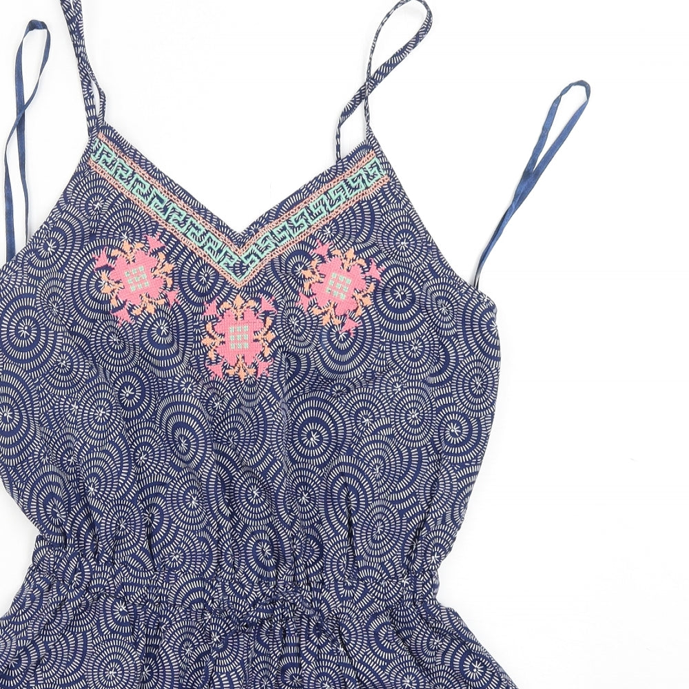 Atmosphere Womens Blue Geometric Polyester Playsuit One-Piece Size 10 L4 in Pullover