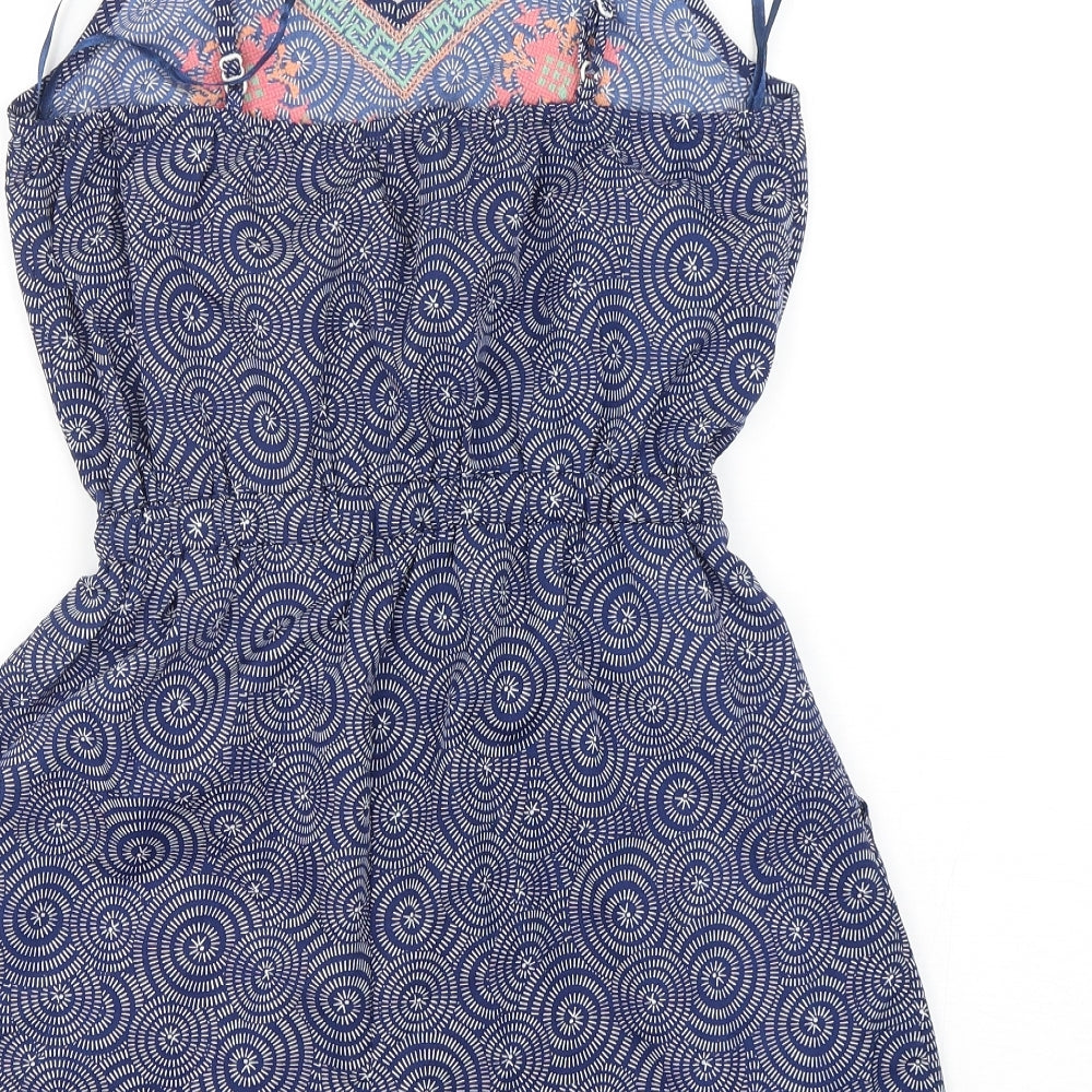 Atmosphere Womens Blue Geometric Polyester Playsuit One-Piece Size 10 L4 in Pullover