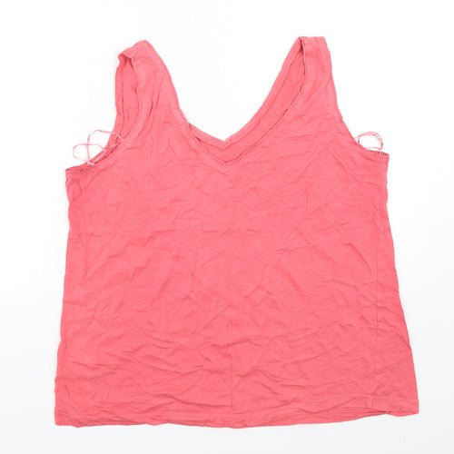 F&F Womens Pink  Cotton Basic Tank Size 14 V-Neck