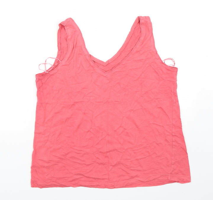 F&F Womens Pink Cotton Basic Tank Size 14 V-Neck