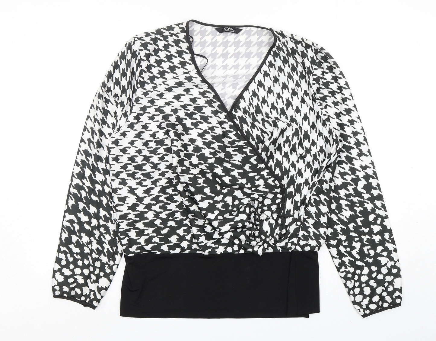 Star by Julien MacDonald Womens Multicoloured Houndstooth Polyester Basic Blouse Size 16 V-Neck