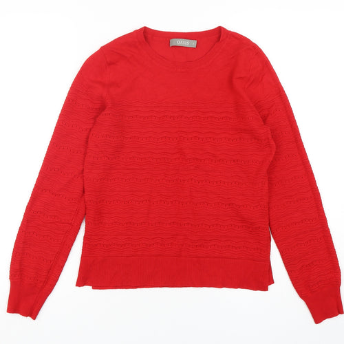 Oasis Womens Red Round Neck  Viscose Pullover Jumper Size S