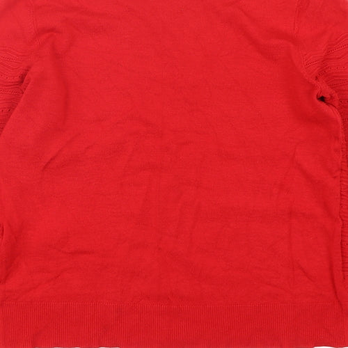 Oasis Womens Red Round Neck  Viscose Pullover Jumper Size S