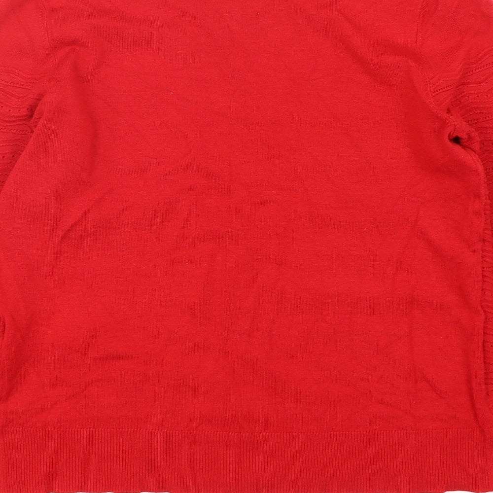 Oasis Womens Red Round Neck  Viscose Pullover Jumper Size S