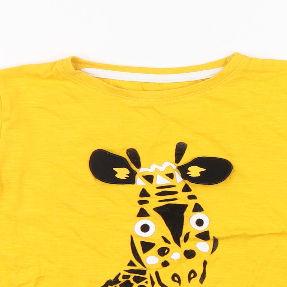 Urban Rascals Boys Yellow  Cotton Basic T-Shirt Size 3-4 Years Round Neck Pullover - Giraffe