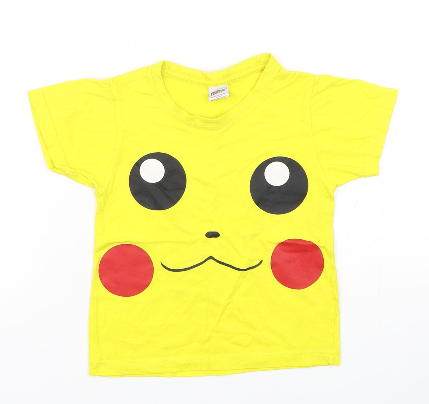 Anbor Boys Yellow  Cotton Basic T-Shirt Size 3-4 Years Round Neck Pullover - Pikachu