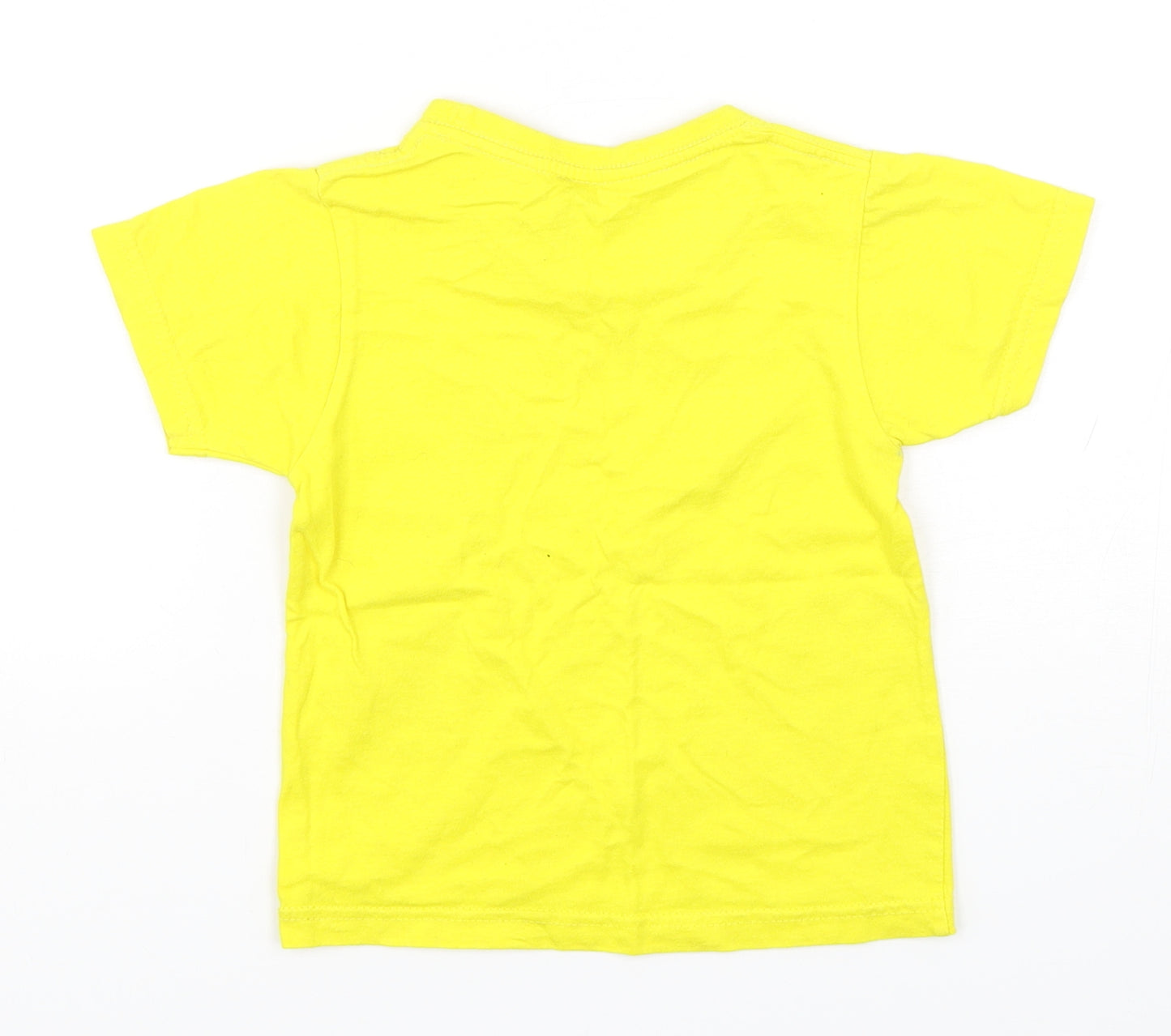 Anbor Boys Yellow  Cotton Basic T-Shirt Size 3-4 Years Round Neck Pullover - Pikachu