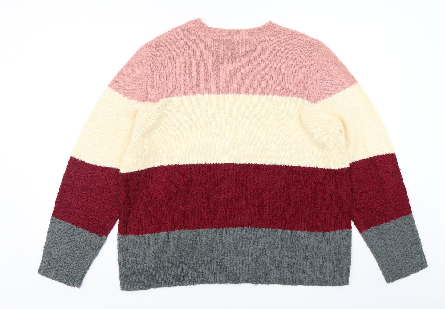 Studio Womens Multicoloured Round Neck Striped Acrylic Pullover Jumper Size 20