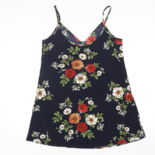 Shein  Womens Blue Floral Polyester Camisole Tank Size M V-Neck