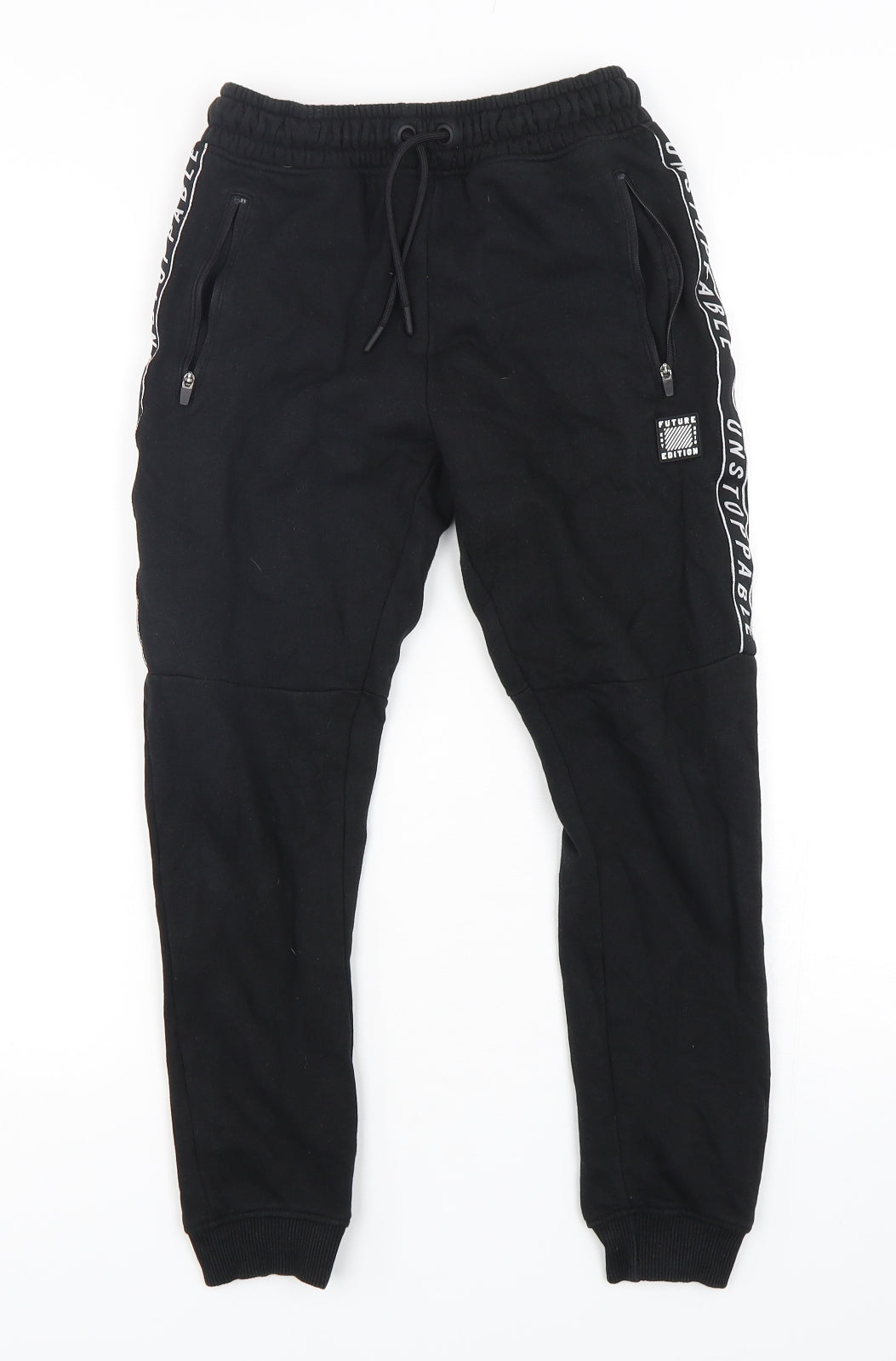 George Boys Black  Cotton Sweatpants Trousers Size 10-11 Years  Regular Drawstring