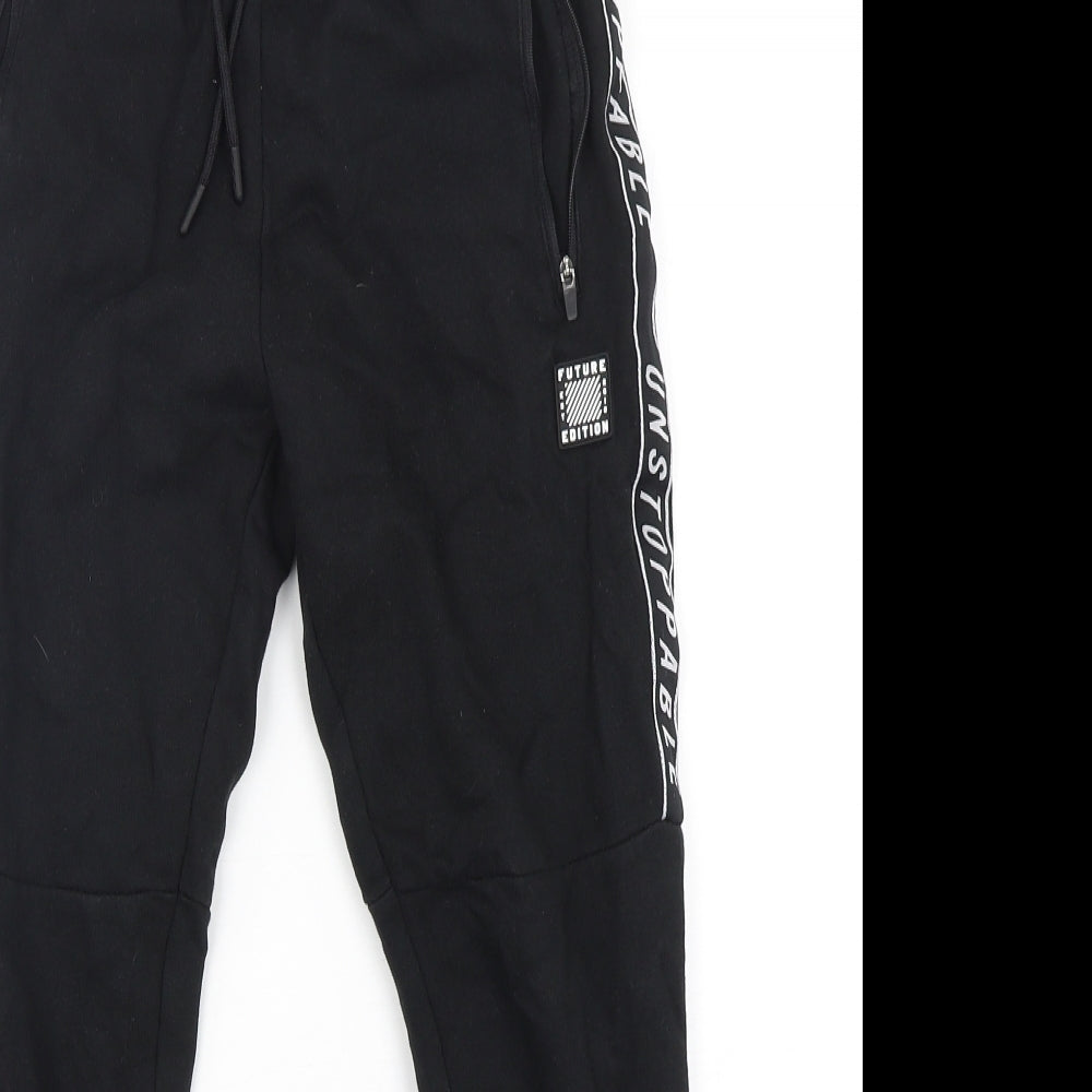 George Boys Black  Cotton Sweatpants Trousers Size 10-11 Years  Regular Drawstring