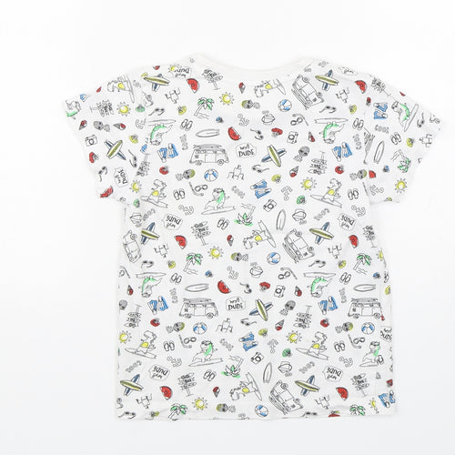 Matalan  Boys Multicoloured Geometric Cotton Basic T-Shirt Size 5-6 Years Round Neck Pullover - Beach