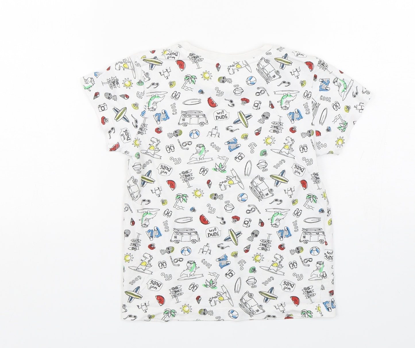 Matalan  Boys Multicoloured Geometric Cotton Basic T-Shirt Size 5-6 Years Round Neck Pullover - Beach