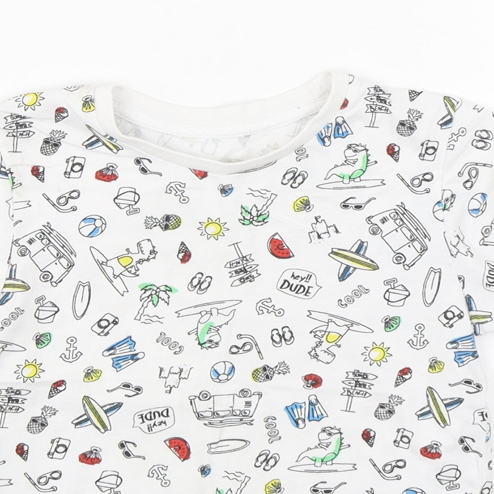 Matalan  Boys Multicoloured Geometric Cotton Basic T-Shirt Size 5-6 Years Round Neck Pullover - Beach