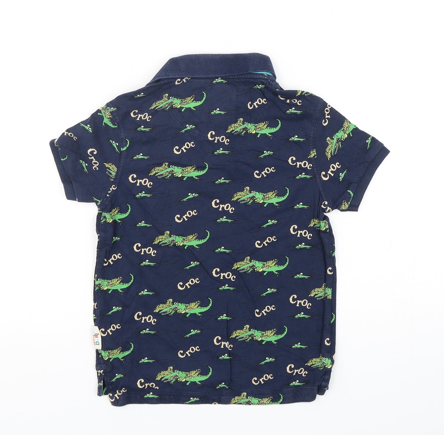 Marks and Spencer Boys Blue Geometric Cotton Basic Polo Size 5-6 Years Collared Pullover - Roald Dahl