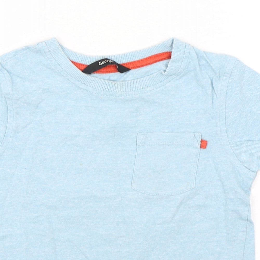 George Boys Blue  Cotton Basic T-Shirt Size 3-4 Years Round Neck Pullover