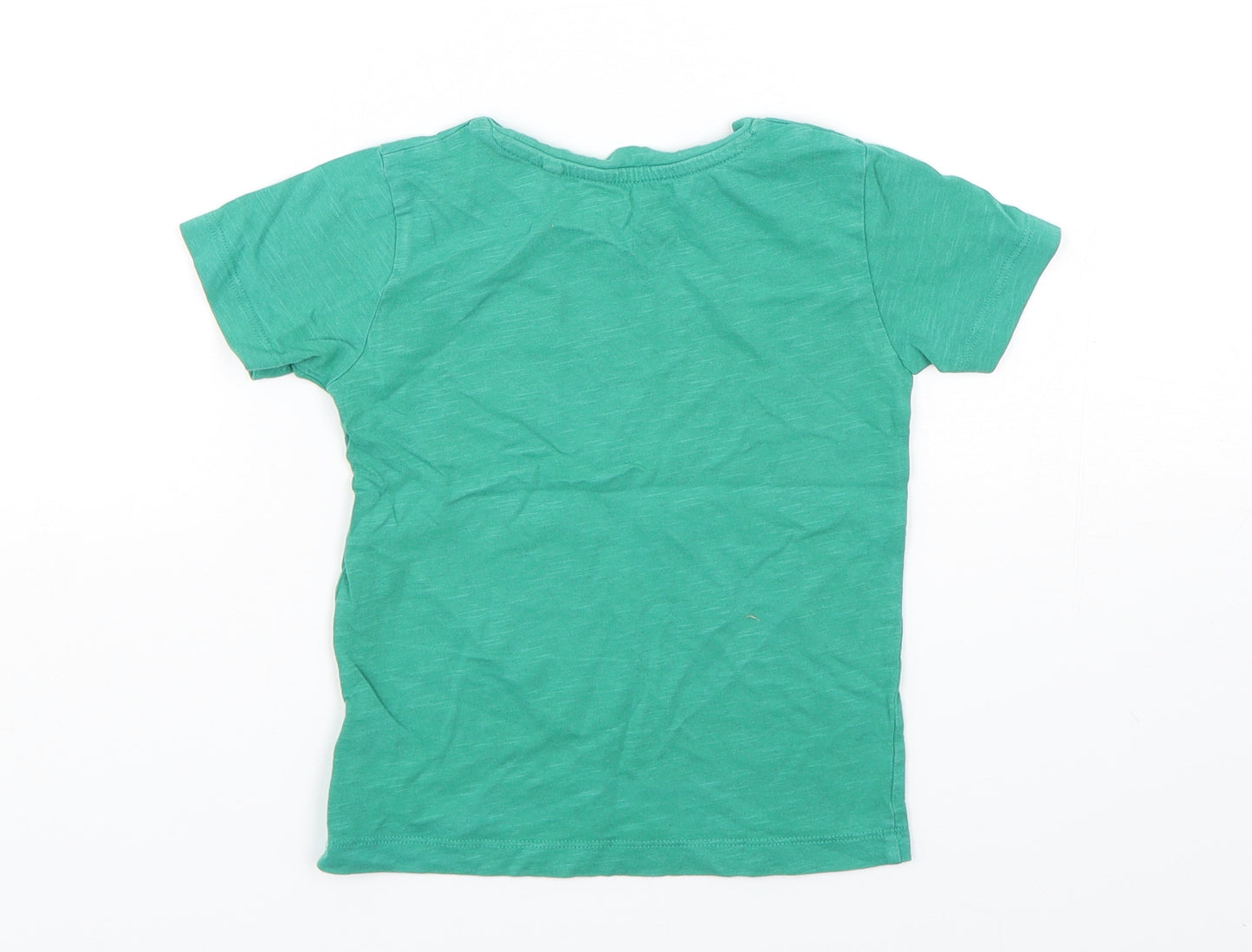NEXT Boys Green  Cotton Basic T-Shirt Size 18-24 Months Round Neck Pullover