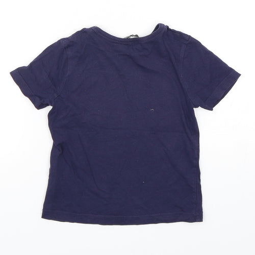 George Boys Blue  Cotton Basic T-Shirt Size 2-3 Years Round Neck Pullover