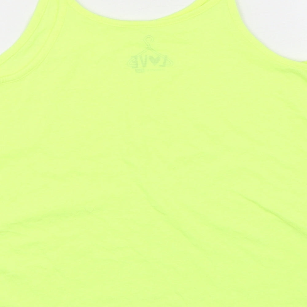 F&F Girls Green  Polyester Basic Tank Size 9-10 Years Round Neck Pullover