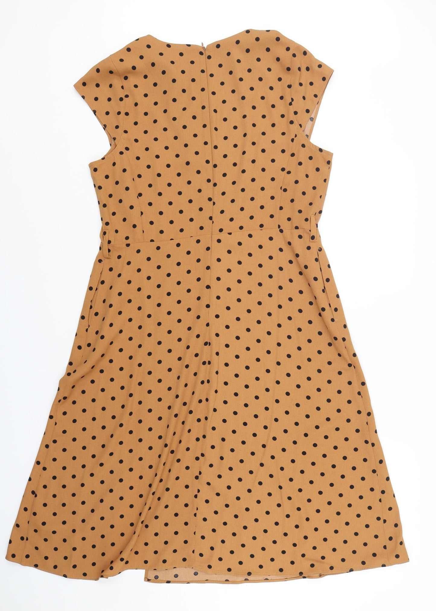 TU Womens Beige Polka Dot Polyester A-Line  Size 16  V-Neck