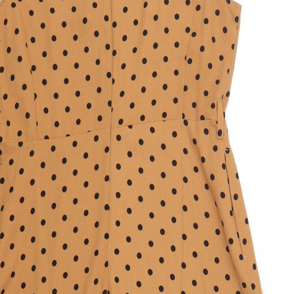 TU Womens Beige Polka Dot Polyester A-Line  Size 16  V-Neck