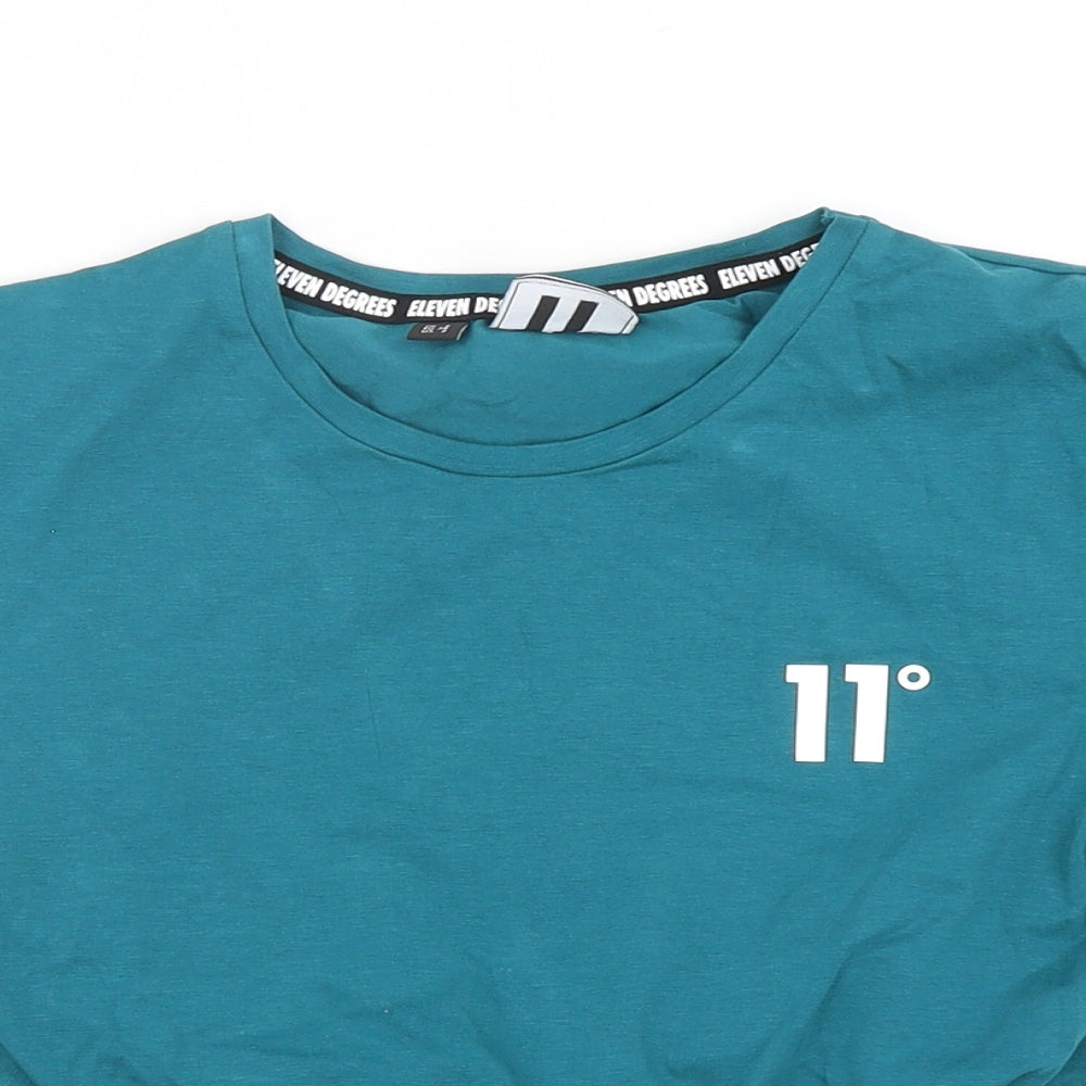 11 degrees Womens Green  Cotton Wrap T-Shirt Size 6 Round Neck