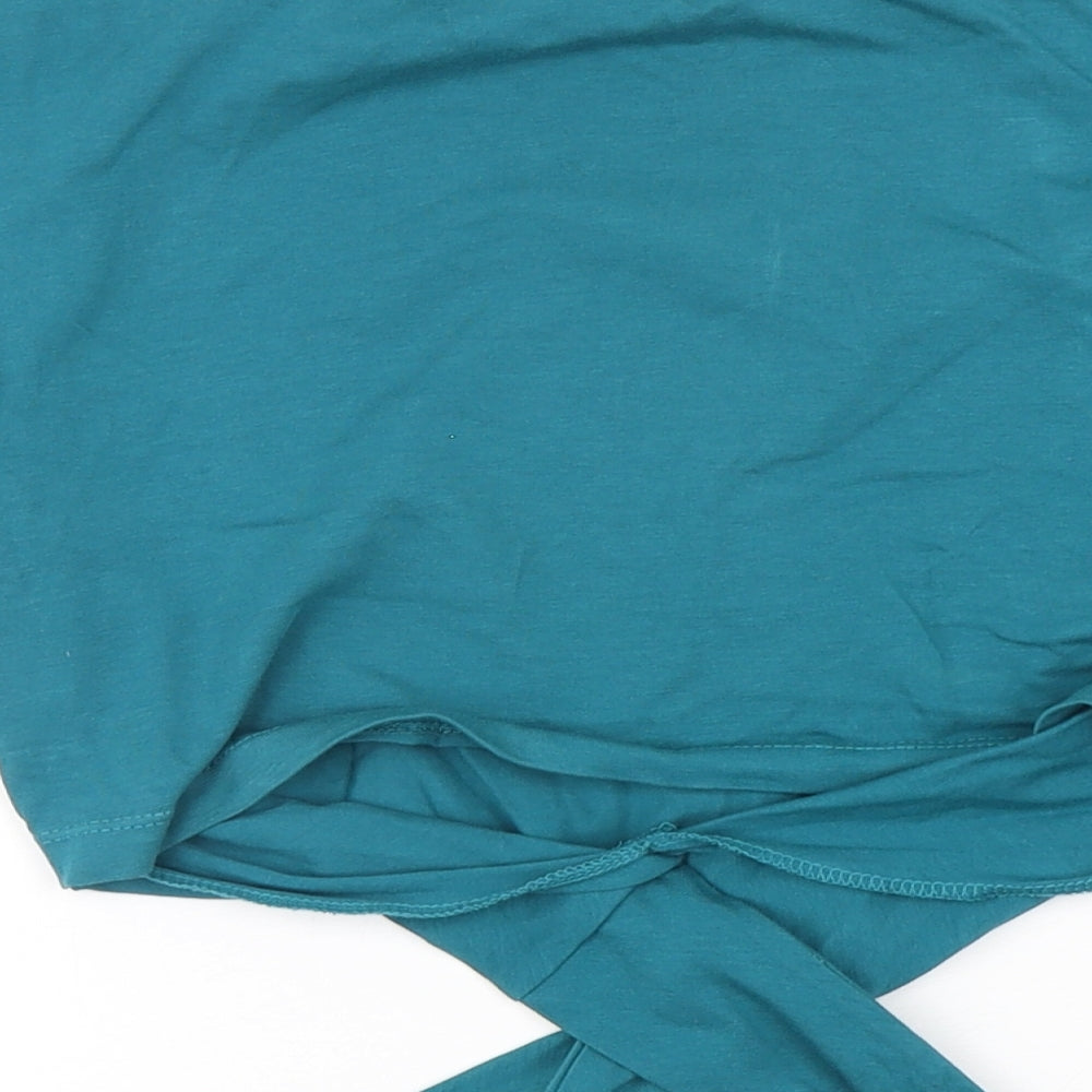 11 degrees Womens Green  Cotton Wrap T-Shirt Size 6 Round Neck