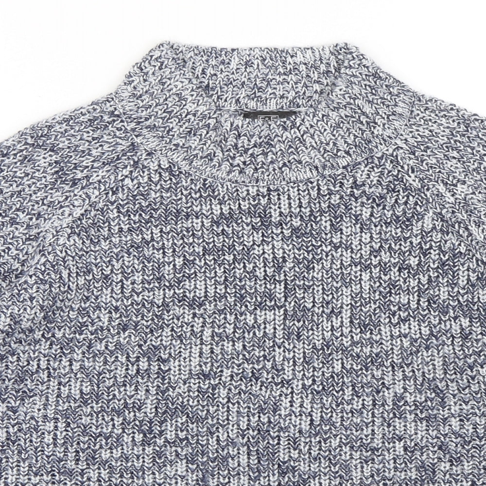 F&F Womens Blue High Neck  Acrylic Pullover Jumper Size 16