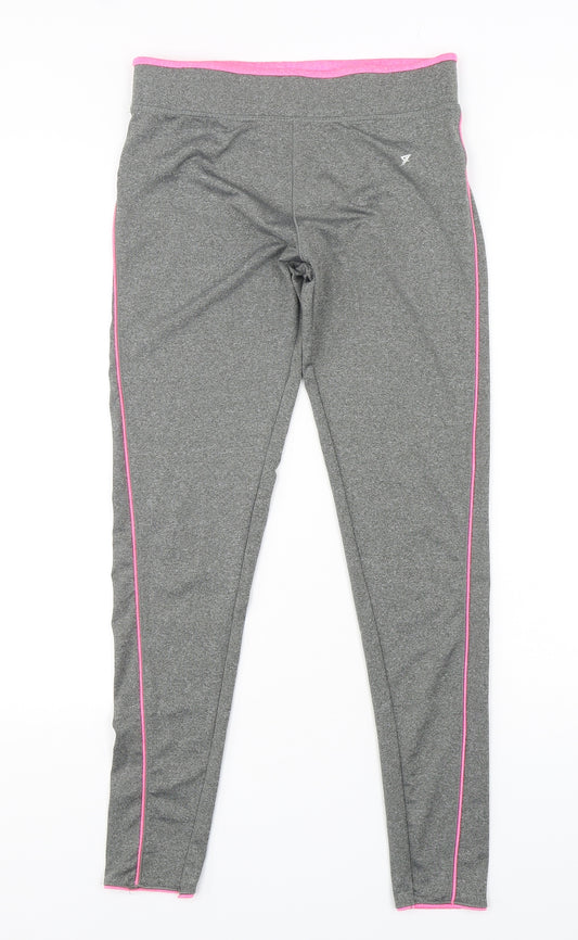 Front view of Atmosphere women’s grey polyester compression leggings, size UK 10, 28-inch leg regular