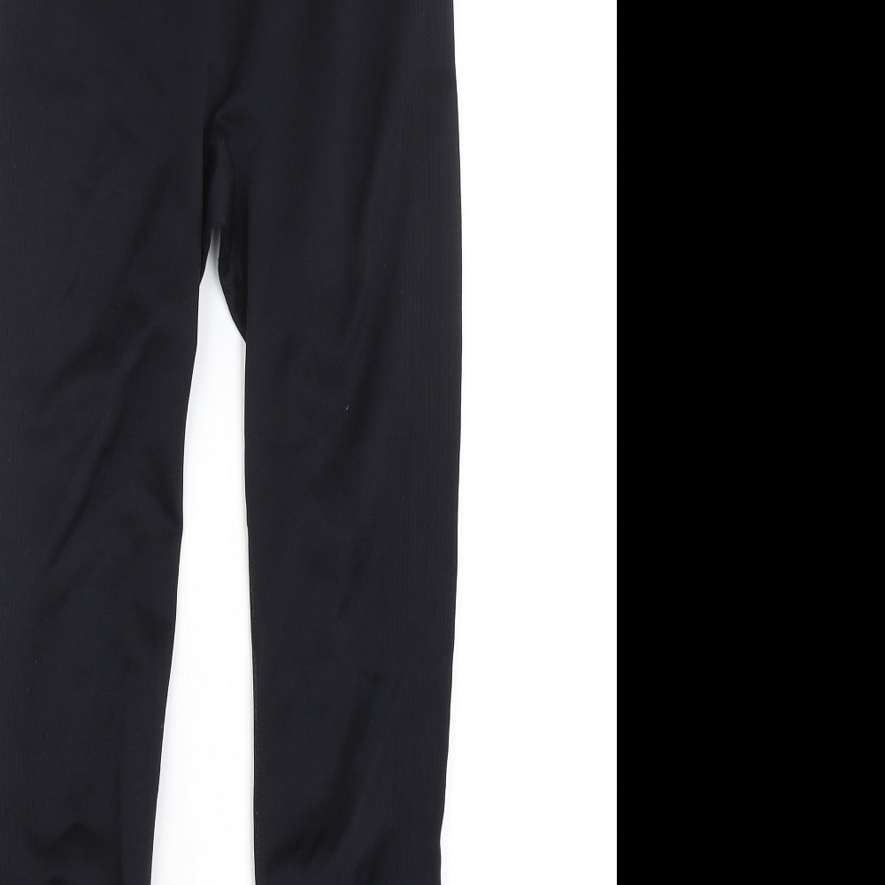 Workout Womens Black  Polyester Capri Leggings Size 10 L30 in Regular