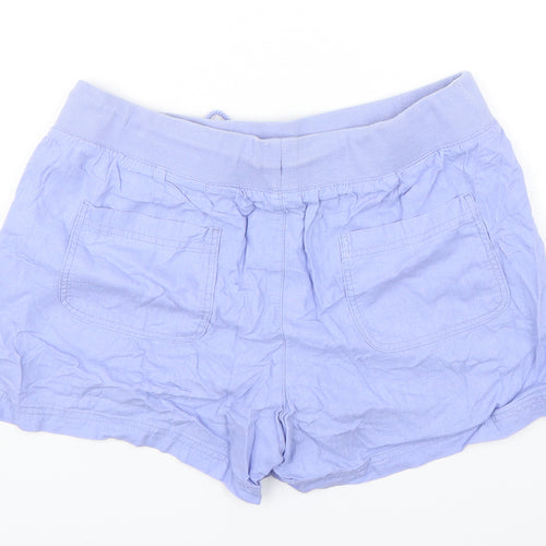 Joe Fresh Womens Blue  Linen Sailor Shorts Size 10 L5 in Regular Drawstring