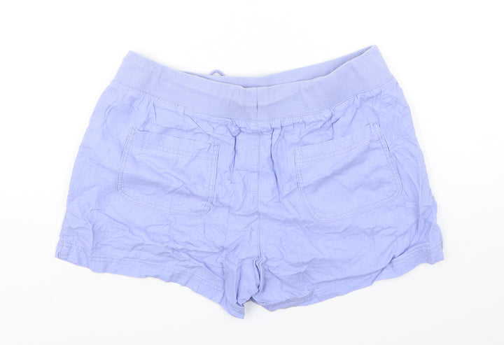 Joe Fresh Womens Blue Linen Sailor Shorts Size 10 L5 in Regular Drawstring