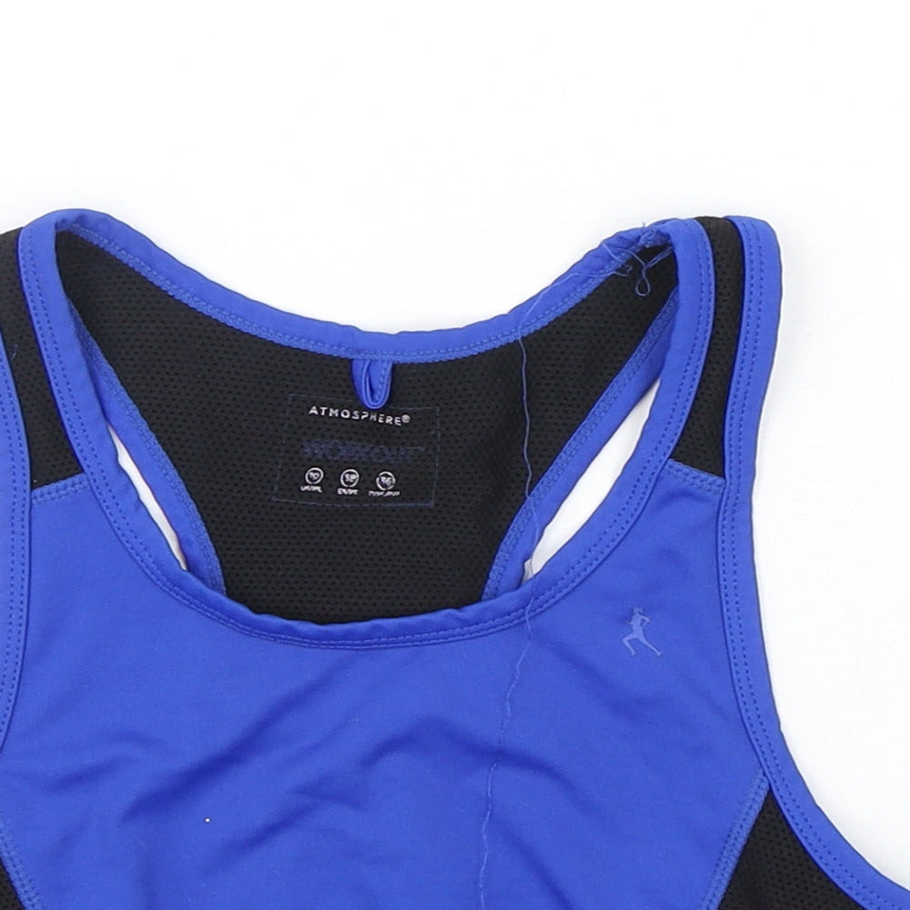 Atmosphere Womens Blue  Polyester Cropped Tank Size 10 Round Neck Pullover
