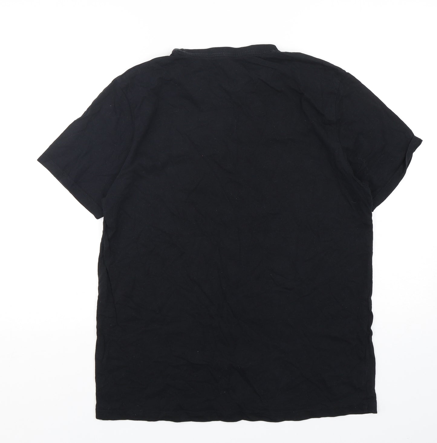 Dunnes Stores Mens Black  Cotton  T-Shirt Size L Round Neck