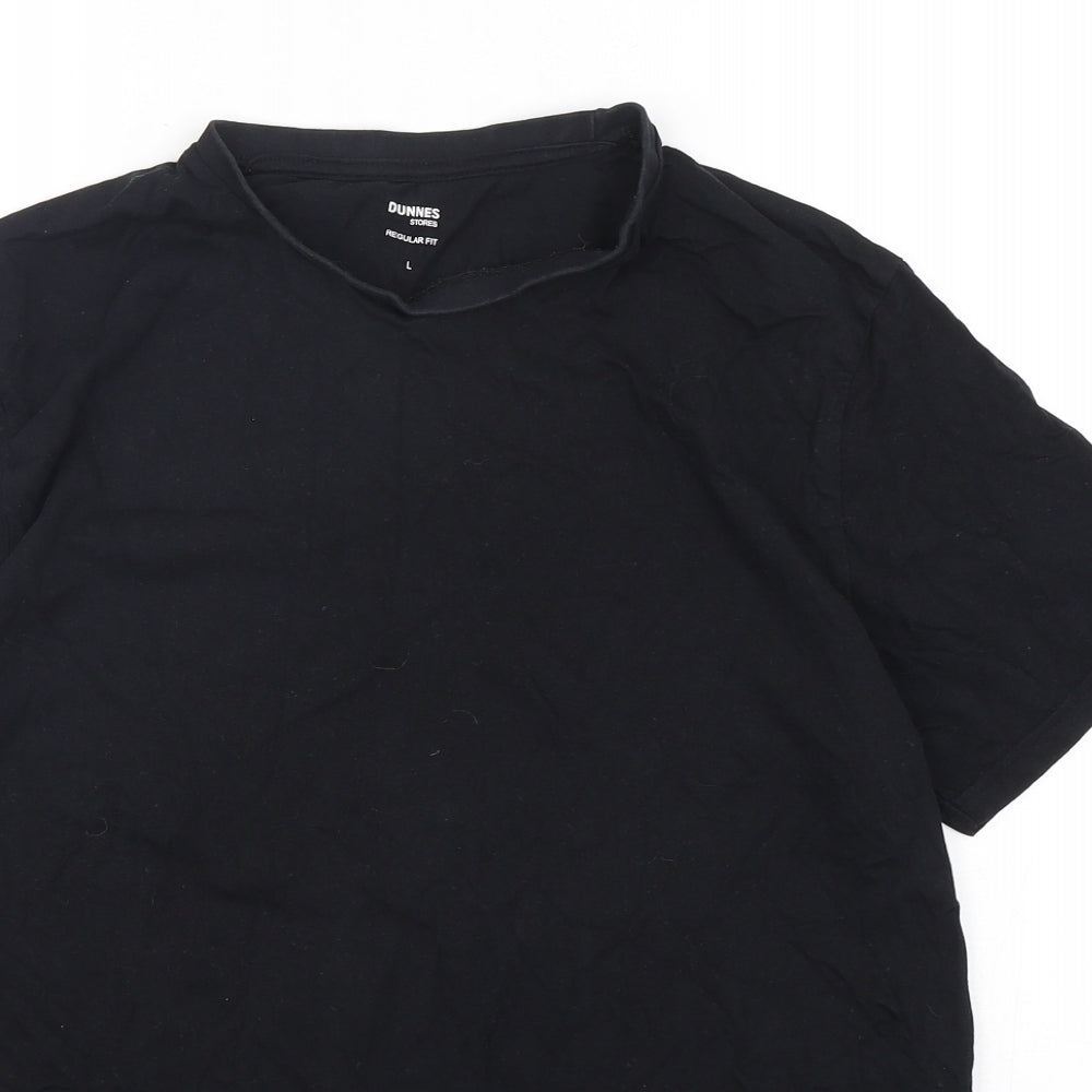 Dunnes Stores Mens Black  Cotton  T-Shirt Size L Round Neck