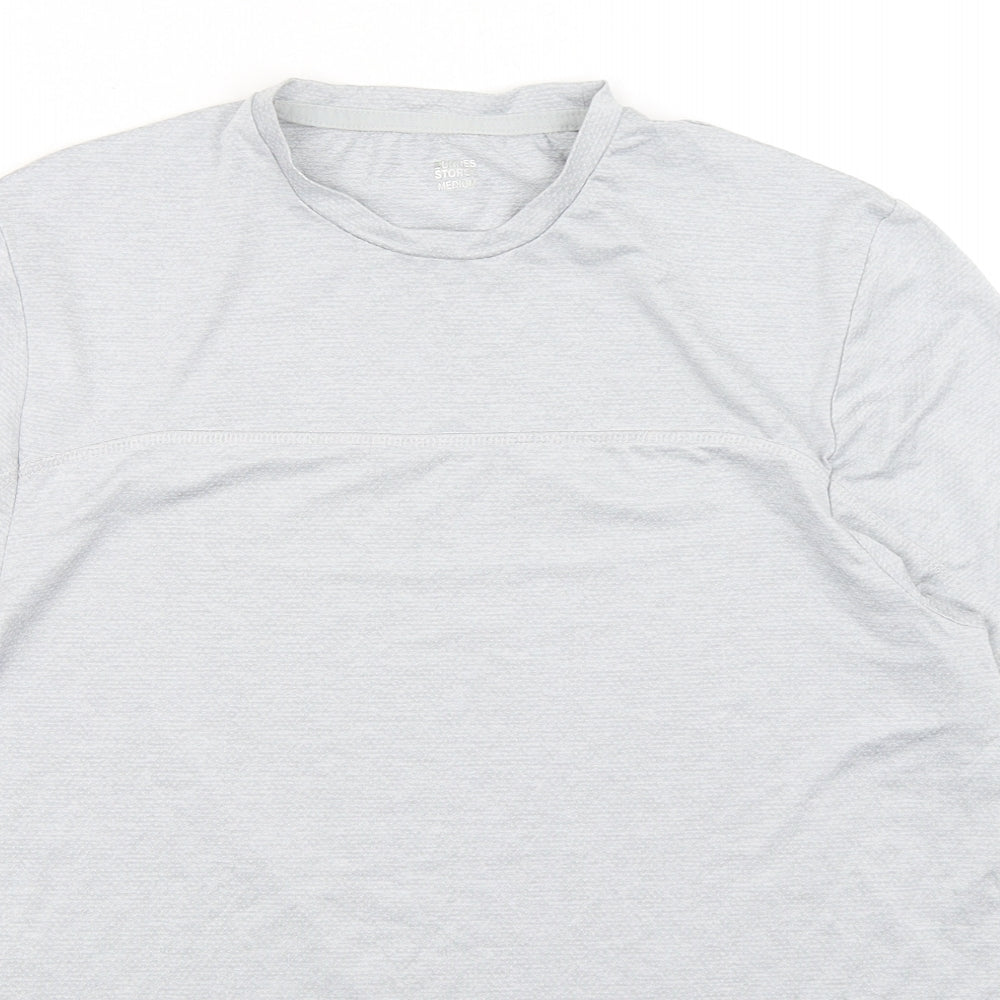 Dunnes Stores Mens Grey  Polyester Basic T-Shirt Size M Round Neck Pullover