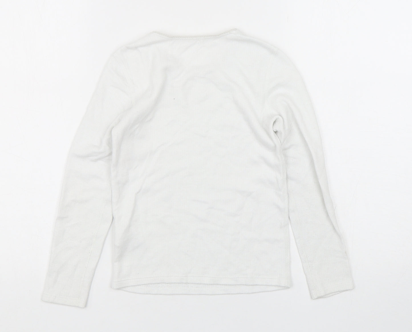 Marks and Spencer Girls White  Cotton Basic T-Shirt Size 8-9 Years Round Neck Pullover
