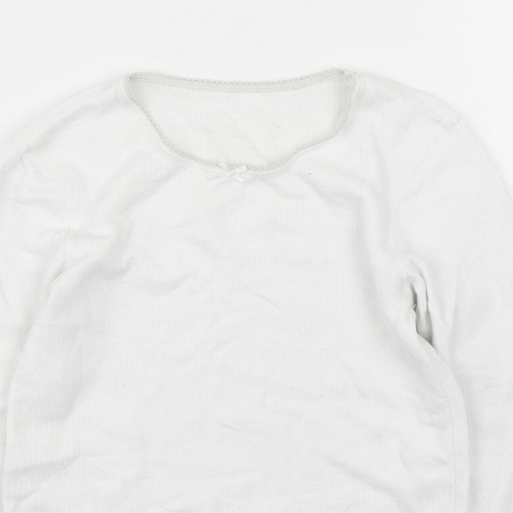 Marks and Spencer Girls White  Cotton Basic T-Shirt Size 8-9 Years Round Neck Pullover