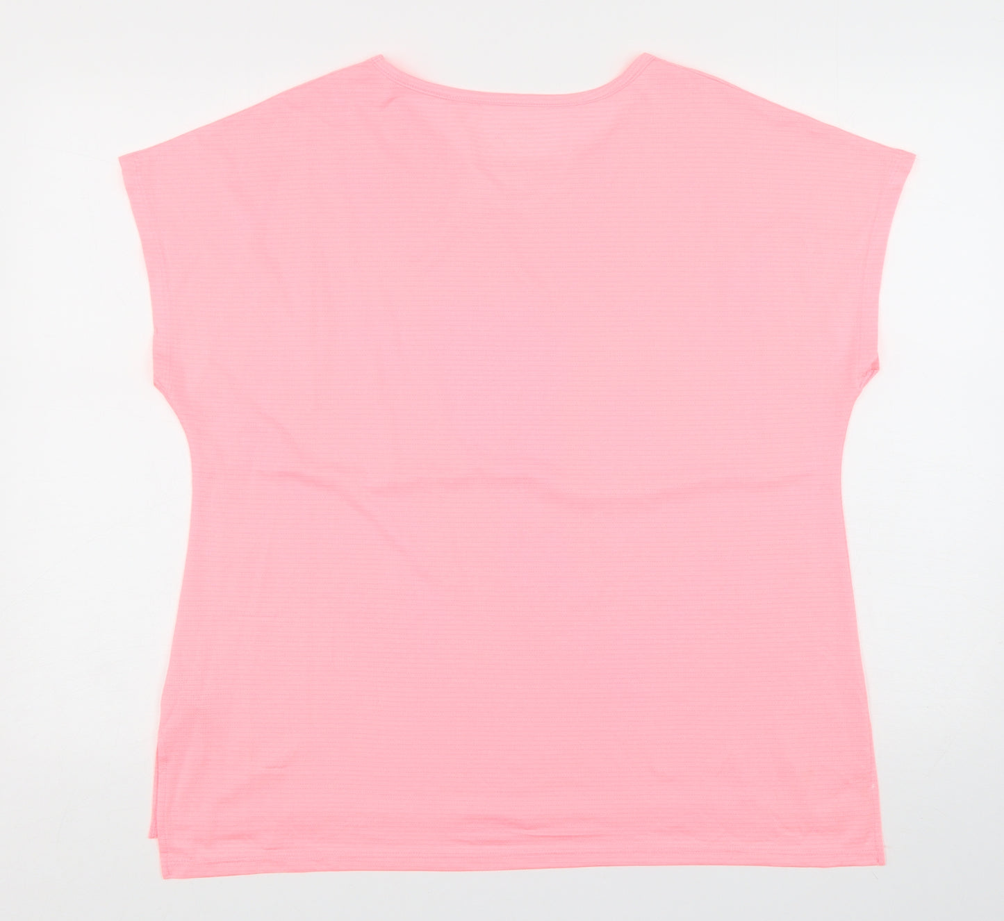 Dunnes Stores Womens Pink  Polyester Basic T-Shirt Size L Round Neck Pullover