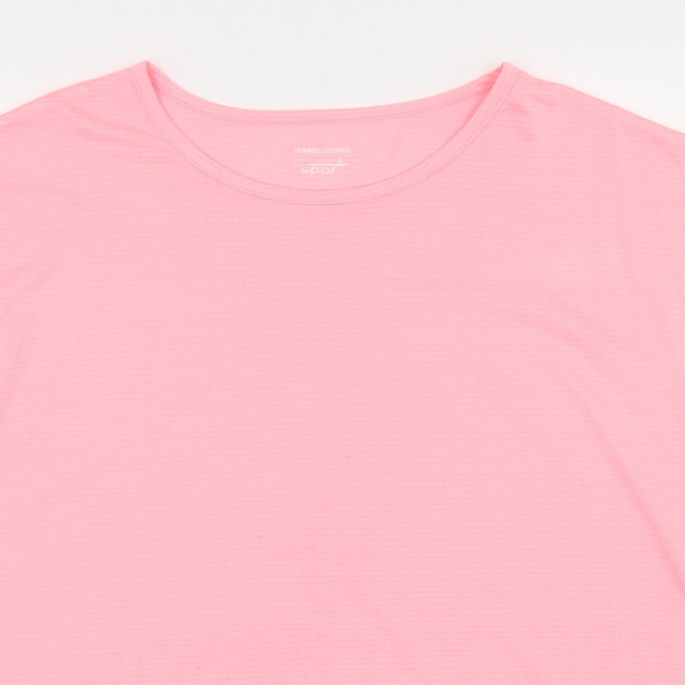Dunnes Stores Womens Pink  Polyester Basic T-Shirt Size L Round Neck Pullover