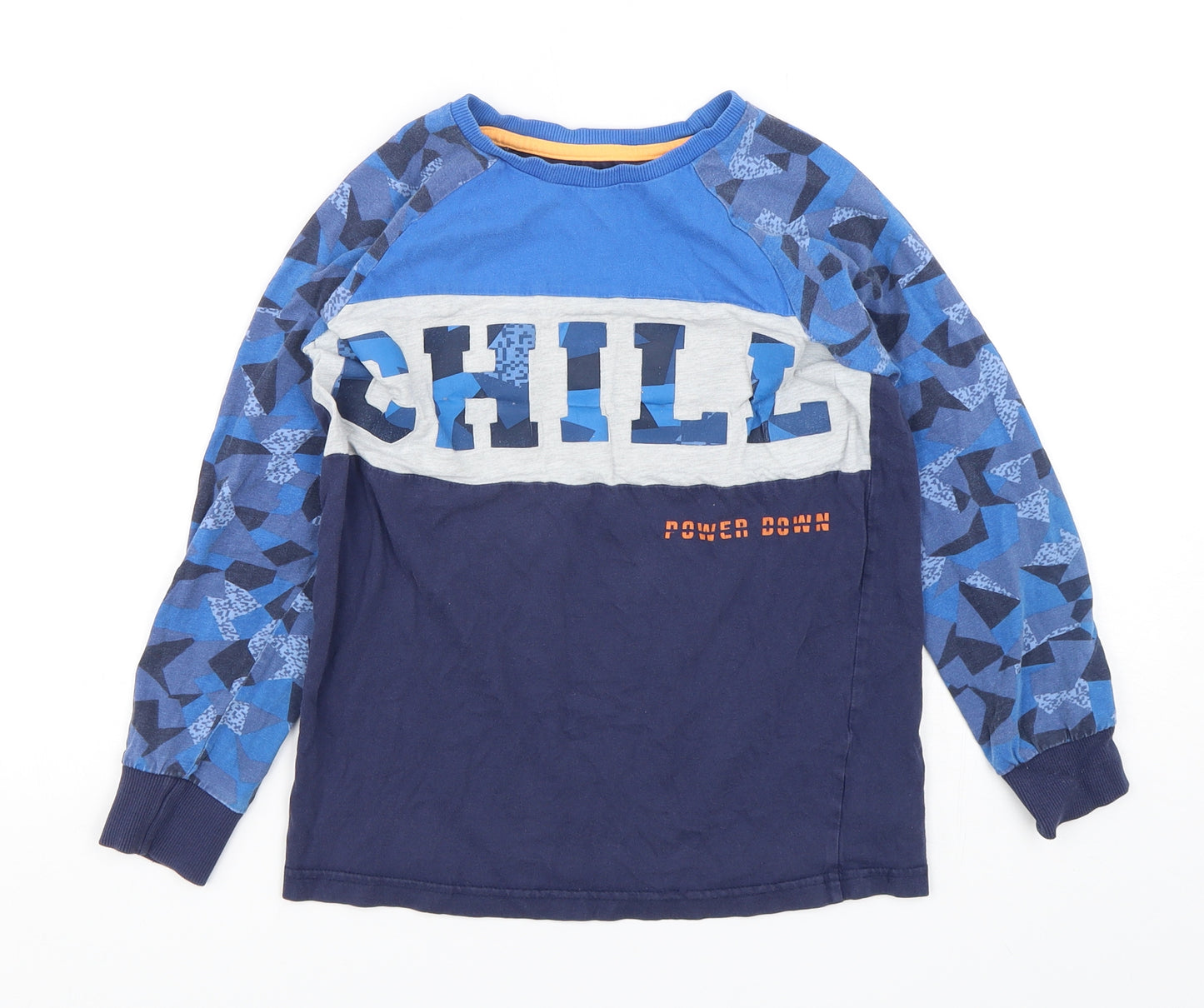 Dunnes Stores Boys Blue Geometric Cotton  Pyjama Top Size 10-11 Years  Pullover
