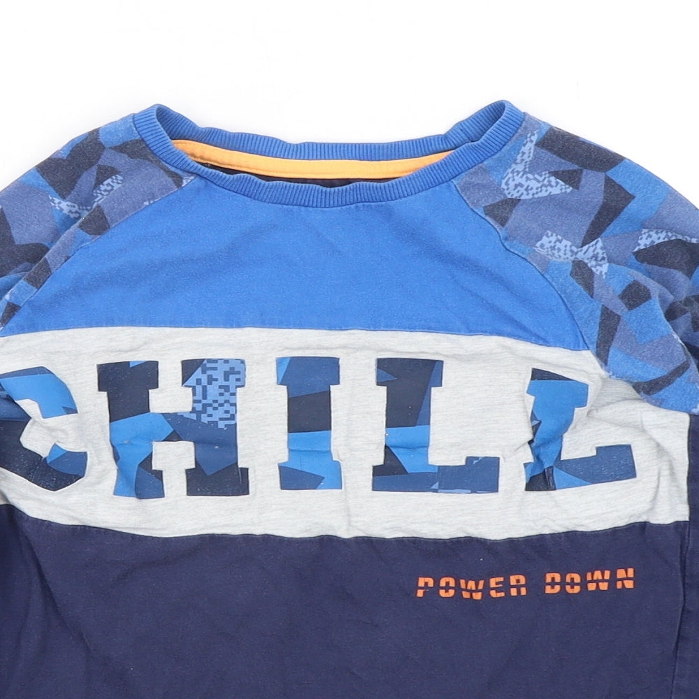 Dunnes Stores Boys Blue Geometric Cotton  Pyjama Top Size 10-11 Years  Pullover
