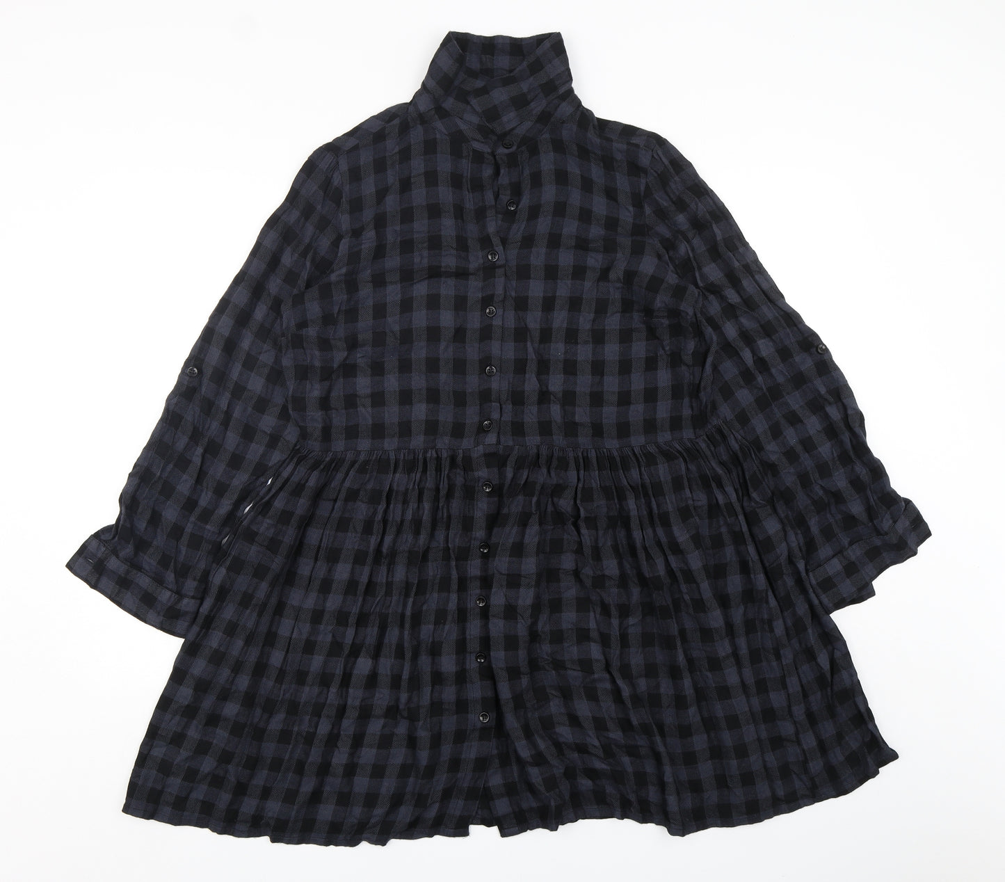George Womens Multicoloured Check Viscose A-Line  Size 14  Collared Button