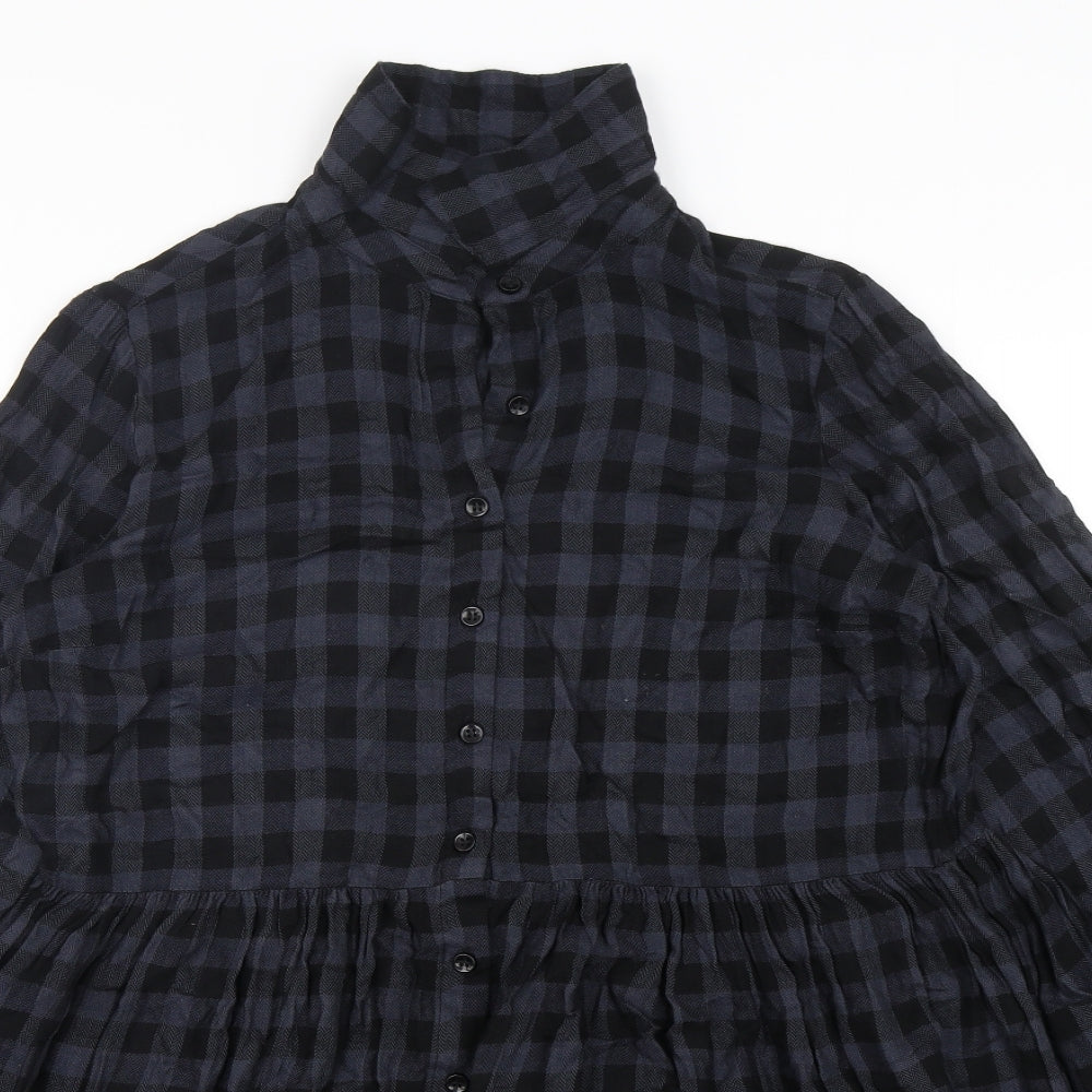 George Womens Multicoloured Check Viscose A-Line  Size 14  Collared Button