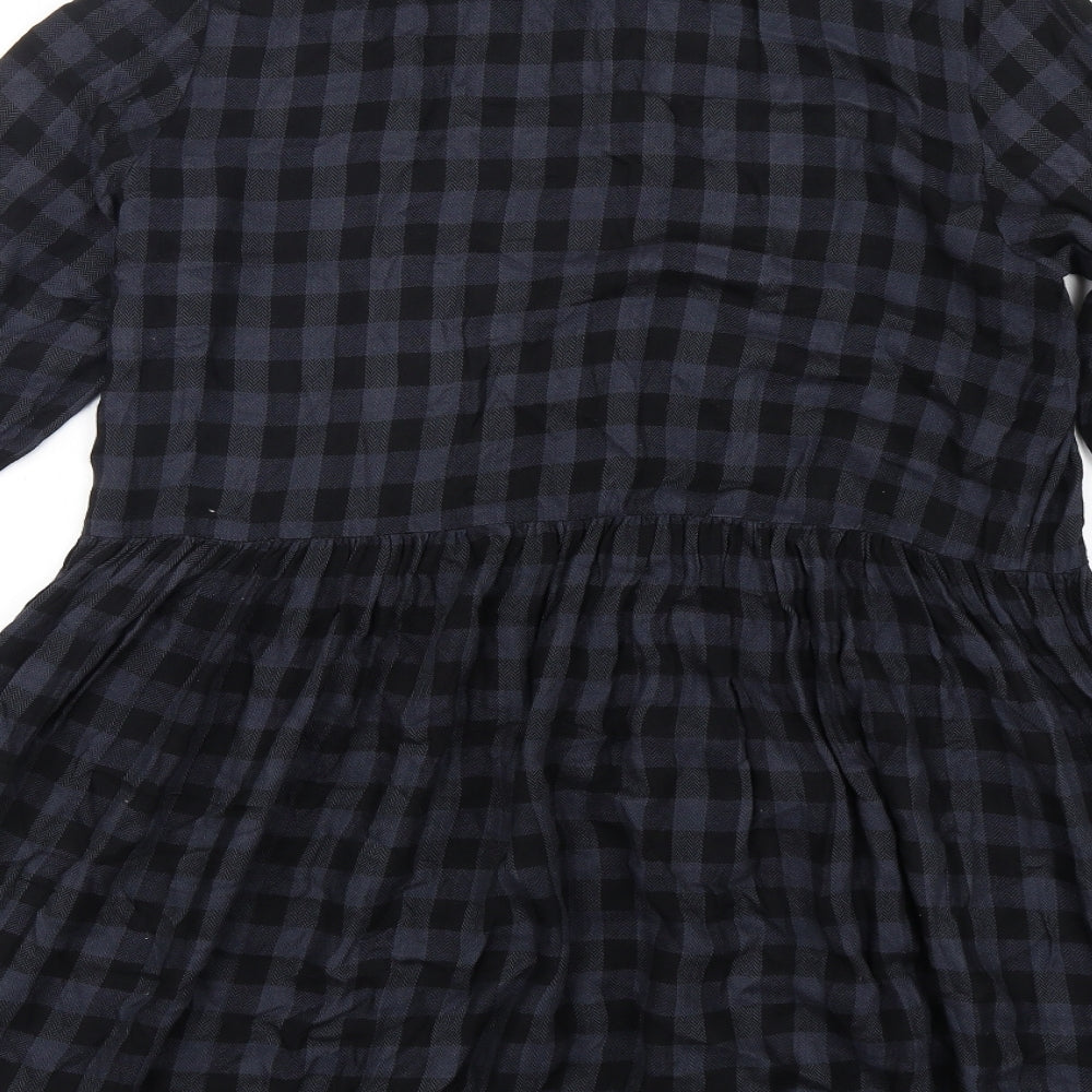 George Womens Multicoloured Check Viscose A-Line  Size 14  Collared Button