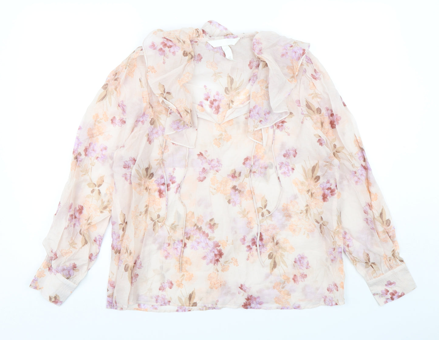 H&M Womens Multicoloured Floral Polyester Basic Blouse Size M Collared