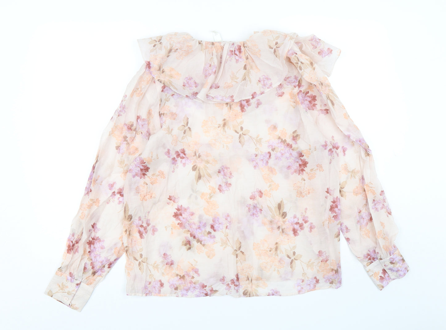 H&M Womens Multicoloured Floral Polyester Basic Blouse Size M Collared
